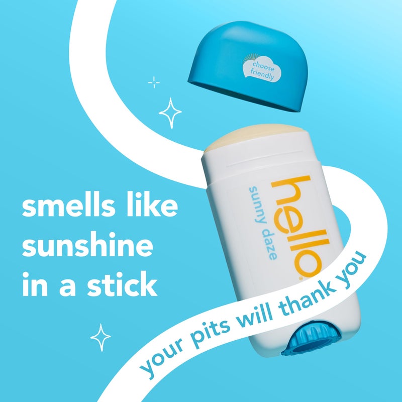 hello Sunny Daze Aluminum Free Deodorant for Women and Men with Shea Butter, 24-Hour Freshness, Baking Soda Free Deodorant, Dermatologically Tested, 2.6 oz Stick, 2 pack - Image 2