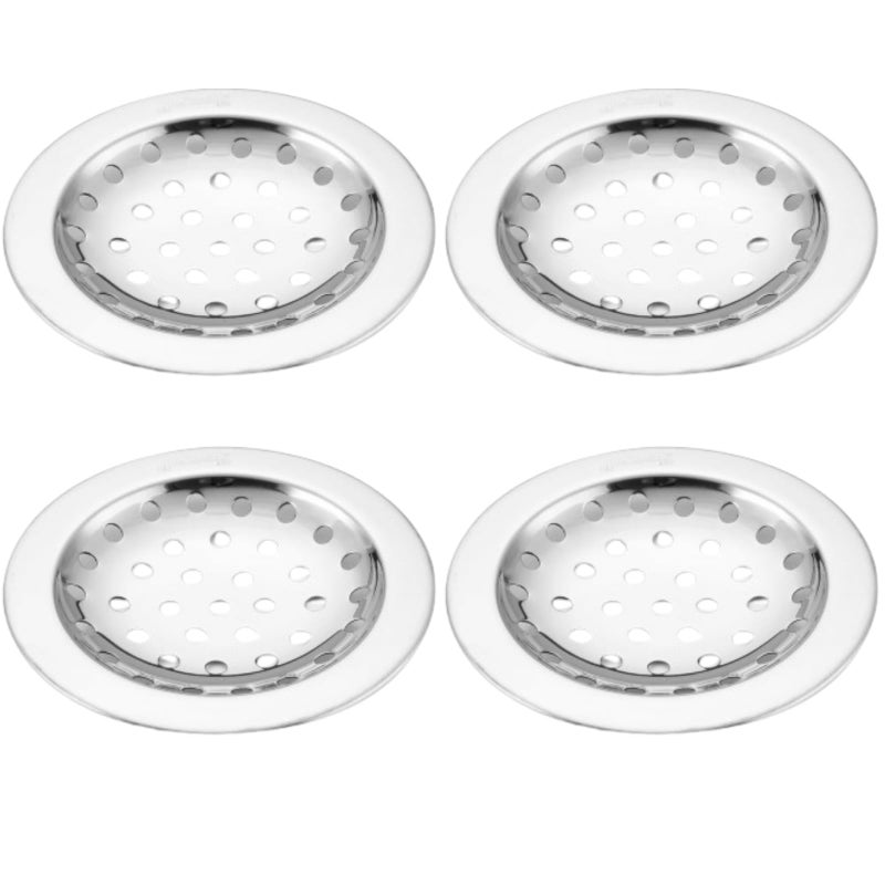 NEW WARE (Pack of 4) Round 4 Inch Stainless Steel Bathroom Floor Drain with Chrome Finish - Water Drain Grating Set - Image 1
