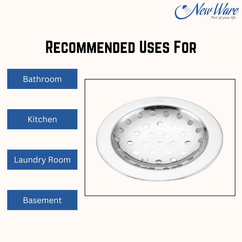 NEW WARE (Pack of 4) Round 4 Inch Stainless Steel Bathroom Floor Drain with Chrome Finish - Water Drain Grating Set - Image 3