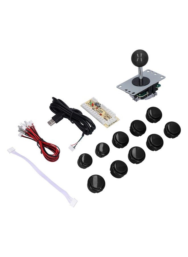 Hilitand Arcade Game Joystick Kits DIY Parts Delay USB Encoder + 8 Way Joystick + 10x Push Buttons for Arcade PC Game DIY Projects(black) [video game] - Image 1