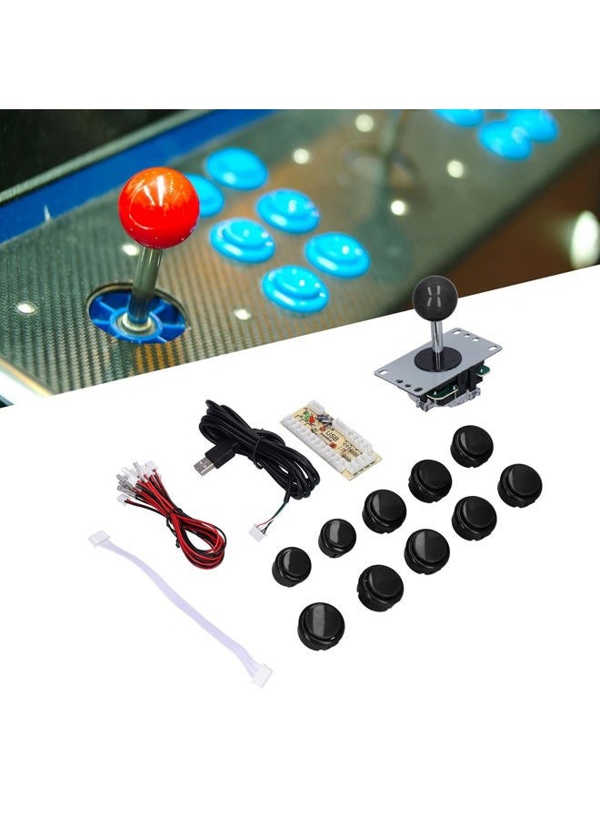 Hilitand Arcade Game Joystick Kits DIY Parts Delay USB Encoder + 8 Way Joystick + 10x Push Buttons for Arcade PC Game DIY Projects(black) [video game] - Image 5