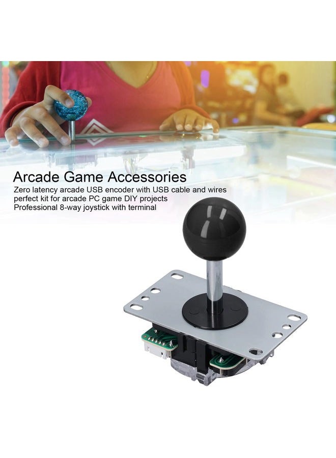 Hilitand Arcade Game Joystick Kits DIY Parts Delay USB Encoder + 8 Way Joystick + 10x Push Buttons for Arcade PC Game DIY Projects(black) [video game] - Image 3