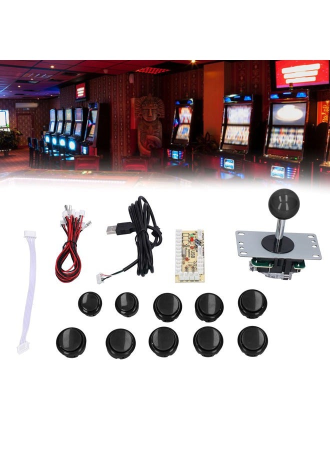 Hilitand Arcade Game Joystick Kits DIY Parts Delay USB Encoder + 8 Way Joystick + 10x Push Buttons for Arcade PC Game DIY Projects(black) [video game] - Image 4