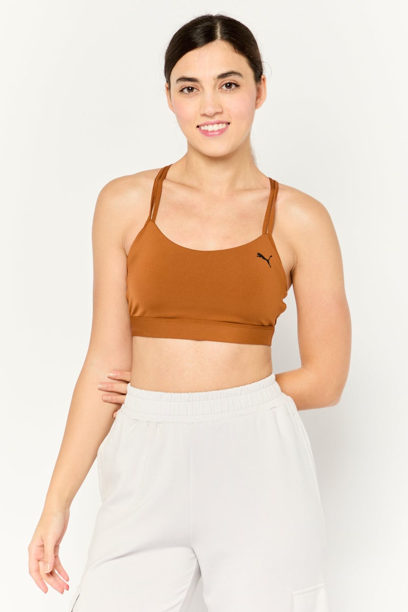 PUMA Women Sportswear Fit Lightly Padded Training Sports Bra, Brown - Image 1