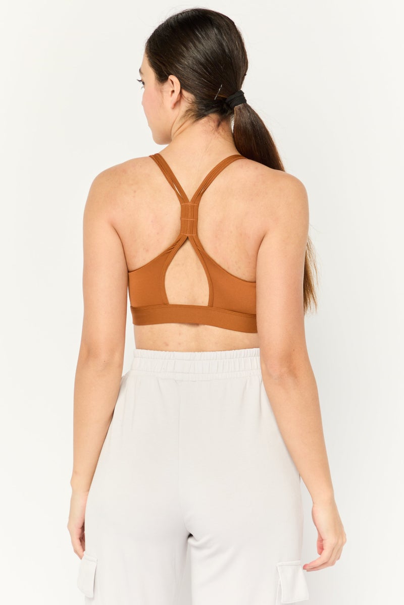 PUMA Women Sportswear Fit Lightly Padded Training Sports Bra, Brown - Image 4
