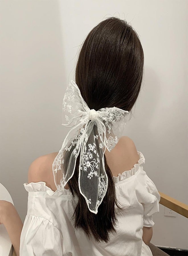 LEBEIGHT Large White Lace Hair Bow Clips for Women Girls | Cute Lace Bow for Hair Weighs Only 0.3 Oz | White Hair Decor for Wedding Pageant Prom Party Birthday Party Communion Bridal Shower (1 Pack) - Image 5