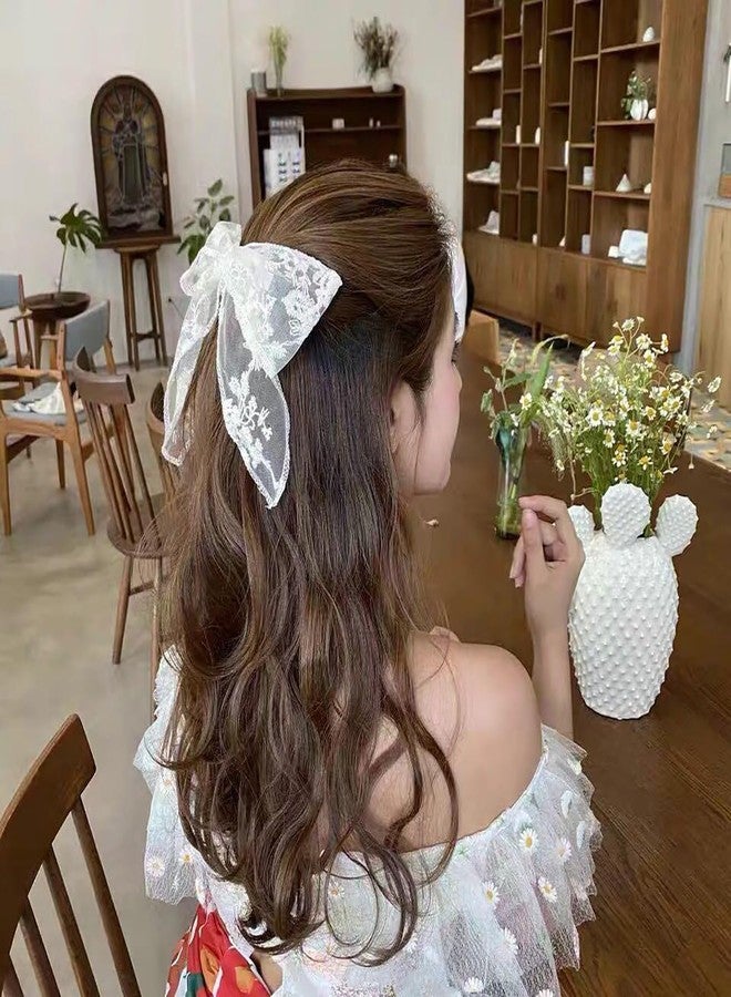 LEBEIGHT Large White Lace Hair Bow Clips for Women Girls | Cute Lace Bow for Hair Weighs Only 0.3 Oz | White Hair Decor for Wedding Pageant Prom Party Birthday Party Communion Bridal Shower (1 Pack) - Image 3