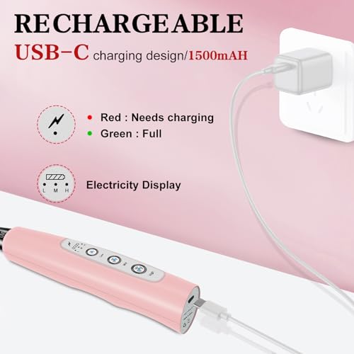 BSRGMS Milk Frother Handheld for Coffee, Electric Whisk 3 Speed Adjustable, Drink Mixer with Stainless 3 Whisks, Rechargeable Hand Frother Wand, Foam Maker for Latte Cappuccino Hot Chocolate Egg Pink - Image 2