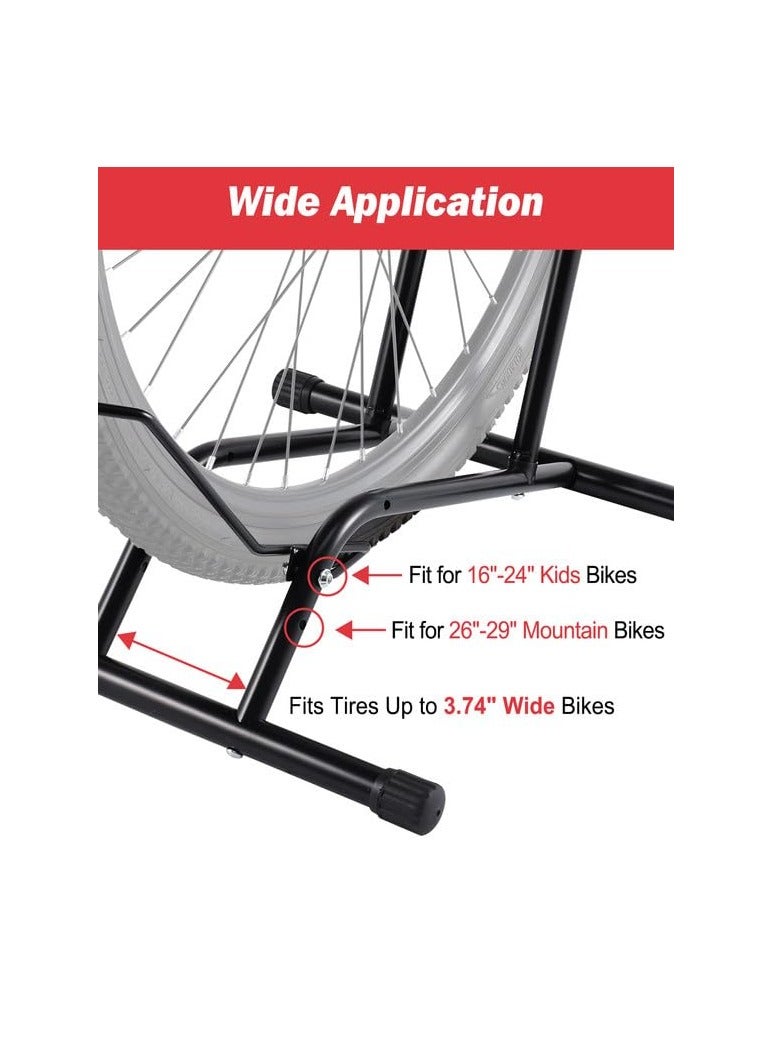 Generic Bike Stand Floor, Upgraded Up to 3.74" Wide Tire Bike Rack Garage for Indoor Storage Holder, Bicycle Parking Stand Fit for 16"-29" Wheel Almost Bike - Kids Road Mountain Bikes Tire Ebike  - Image 4