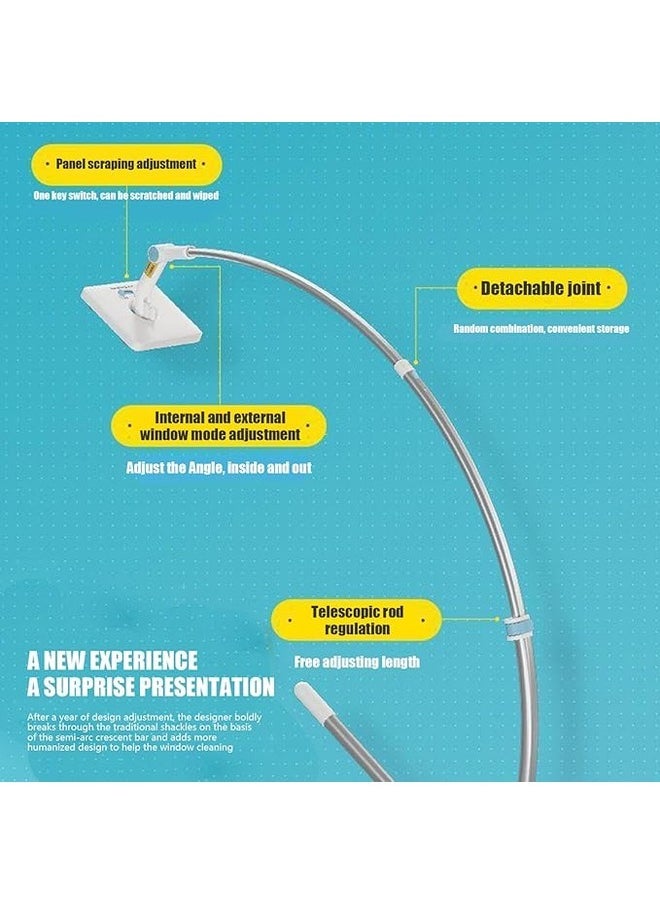 Window Cleaning Tool U Shaped Window Cleaner for External Window Washer with Telescopic Pole, Angle Adjustable Sponge Head and Squeegees, Telescopic Window Cleaner