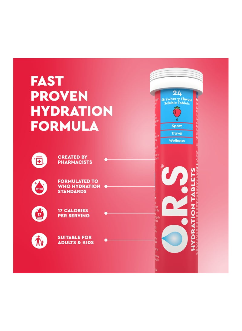 ORS - Ors Hydration Tablets With Electrolytes, Strawberry Flavor - 24 Count Pack - Image 1