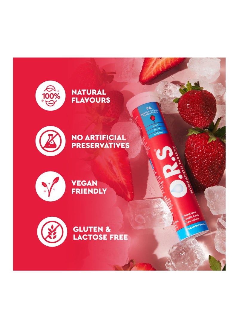 ORS - Ors Hydration Tablets With Electrolytes, Strawberry Flavor - 24 Count Pack - Image 1