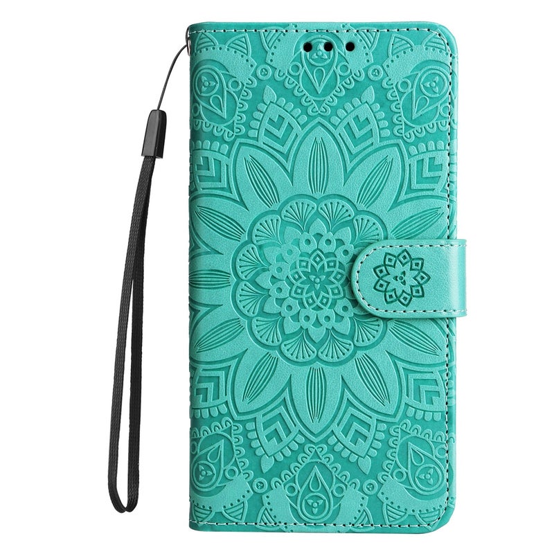 BURAQ Case Cover For OPPO Find X5 Embossed Sunflower Leather Phone Case(Green) - Image 2