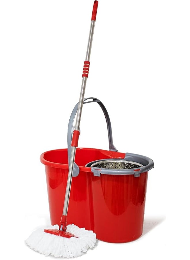 National Easy & Quick Automatic Cleaning Bucket, 2 Red Mop Pads, 18 Liter Capacity 62220117034952