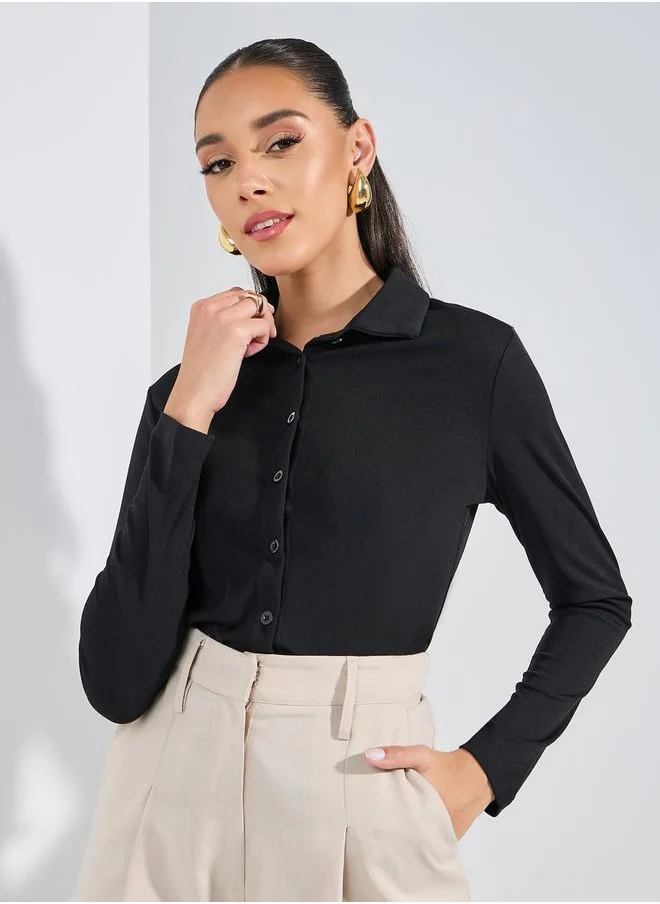 ستايلي Regular Fit Long Sleeeve Solid Shirt