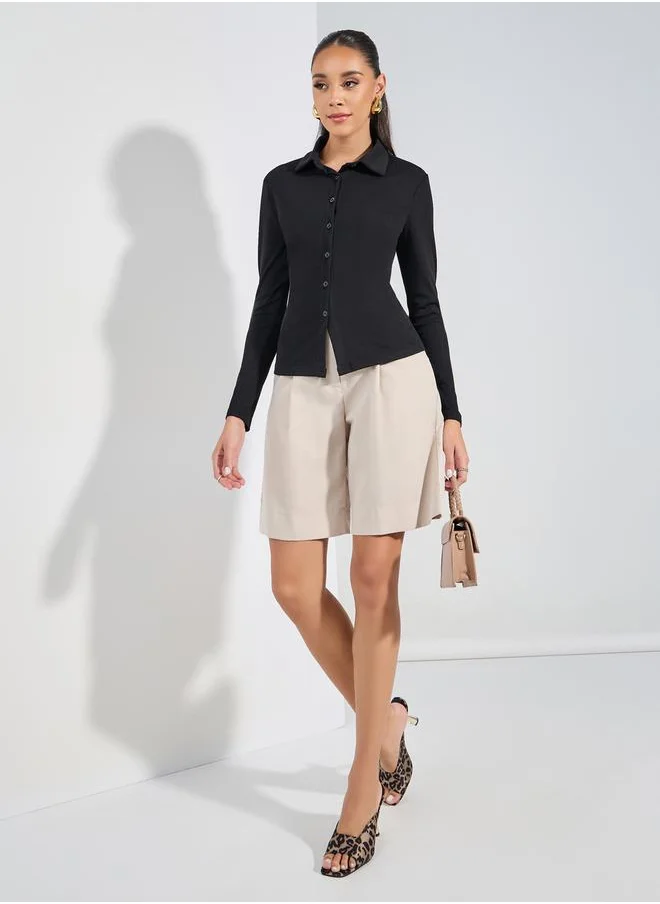 ستايلي Regular Fit Long Sleeeve Solid Shirt