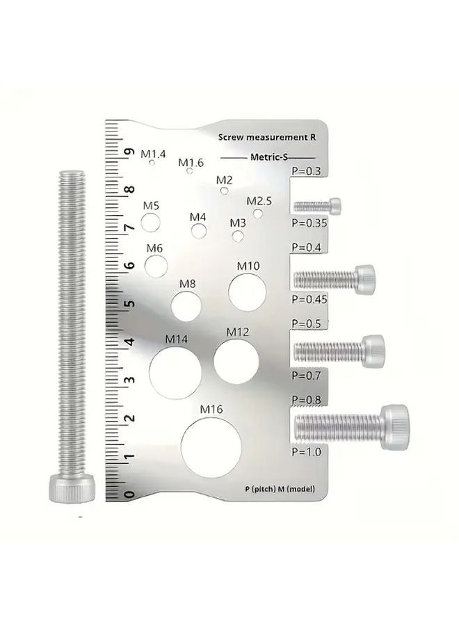 2pcs Stainless Steel Screw Measuring Ruler Precision Tool for Screws Nuts Bolts Fasteners - Image 4