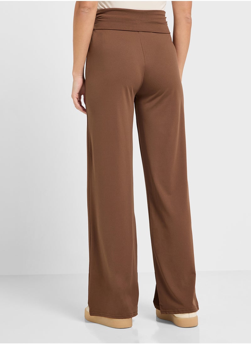 Ginger Basics - Foldover Knitted Straight Fit Trousers - Image 1