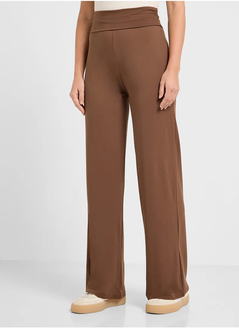 Ginger Basics Foldover Knitted Straight Fit Trousers