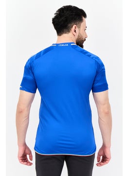 Adidas Men Sportswear Fit Short Sleeves Italy Football Jersey Shirt, Blue  - Image 3