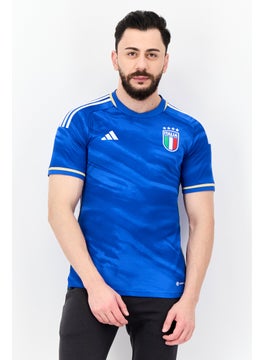 Adidas Men Sportswear Fit Short Sleeves Italy Football Jersey Shirt, Blue  - Image 1