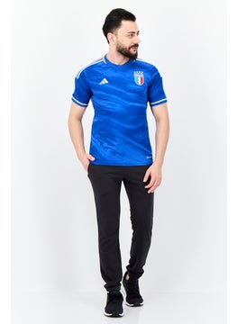 Adidas Men Sportswear Fit Short Sleeves Italy Football Jersey Shirt, Blue  - Image 4