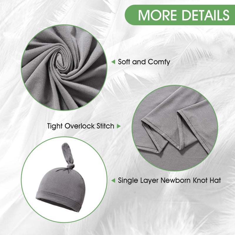 iEvolve Cotton Knitted Baby Swaddle Blanket with Hat Headband Set Newborn Swaddle Wrap Receiving Blankets for Baby Girl Boy 35" x 35"(Dark Grey) - Image 3