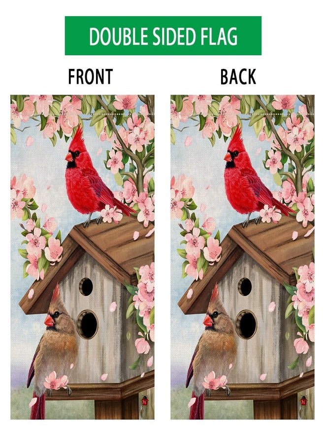 BLKWHT Spring Cardinal Bird Garden Flag 12x18 Vertical Double Sided Pink Flowers Tree Summer Farmhouse Holiday Outside Decorations Burlap Yard Flag BW792 - Image 5