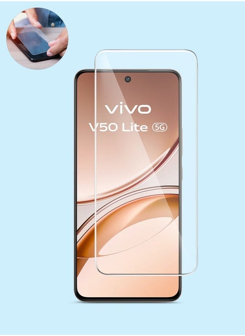 vivo V50 Lite 4G 2025 GMAX Premium Tempered Glass Screen Protector – 9H Hardness, Curved 2.5D Edge Full Screen Coverage, Crystal Clear Display Protection, Anti-Scratch, Bubble-Free Application – Clear