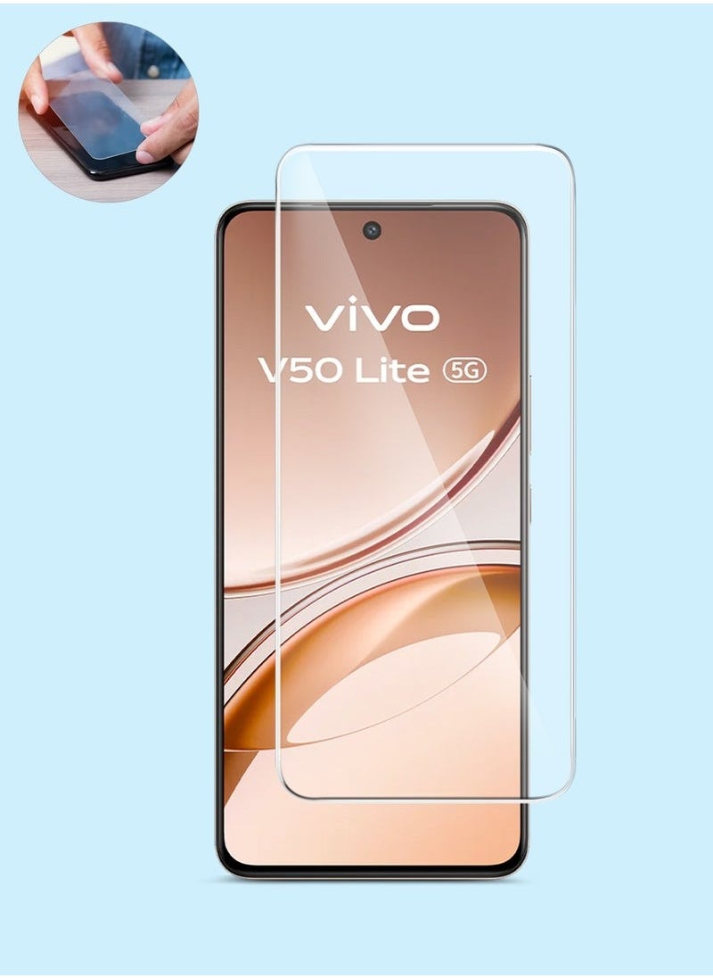 vivo V50 Lite 4G 2025 GMAX Premium Tempered Glass Screen Protector – 9H Hardness, Curved 2.5D Edge Full Screen Coverage, Crystal Clear Display Protection, Anti-Scratch, Bubble-Free Application – Clear