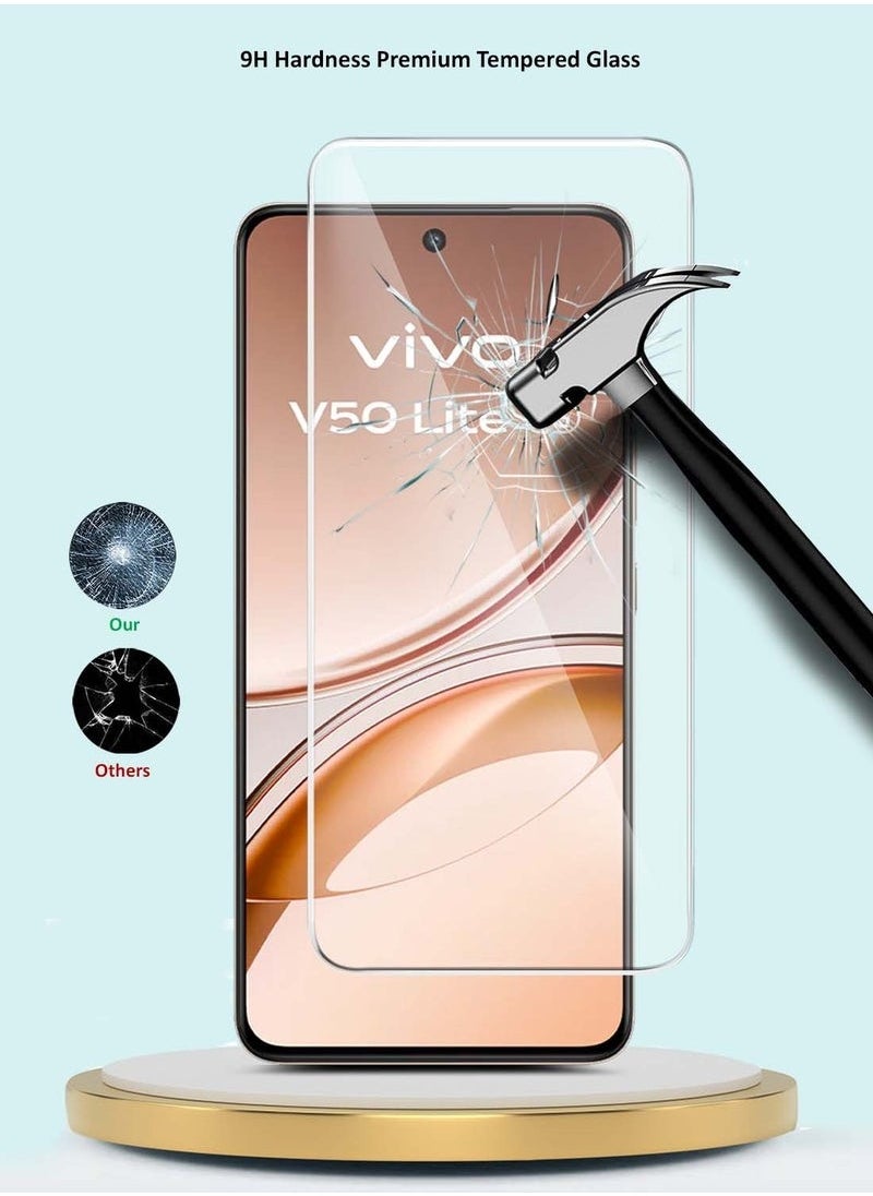 vivo V50 Lite 4G 2025 GMAX Premium Tempered Glass Screen Protector – 9H Hardness, Curved 2.5D Edge Full Screen Coverage, Crystal Clear Display Protection, Anti-Scratch, Bubble-Free Application – Clear