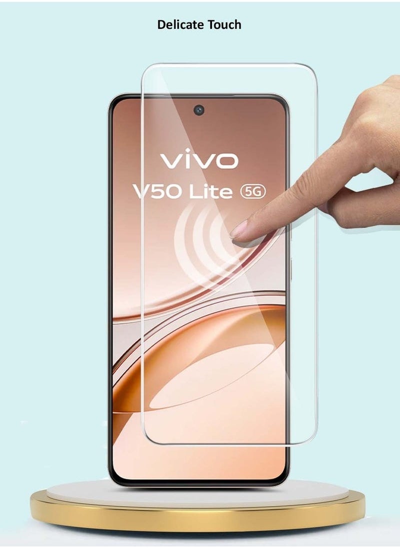 vivo V50 Lite 4G 2025 GMAX Premium Tempered Glass Screen Protector – 9H Hardness, Curved 2.5D Edge Full Screen Coverage, Crystal Clear Display Protection, Anti-Scratch, Bubble-Free Application – Clear