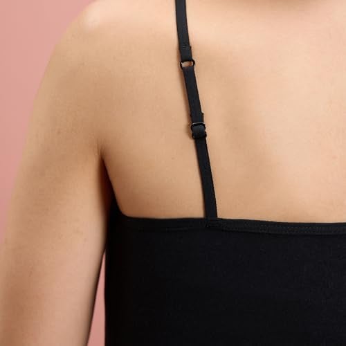 NYKD by Nykaa Women's Camisole | Slip-on, Regular Fit Comfort, Knit Cotton, Solid Elegance- NYC007,Black,XL - Image 4