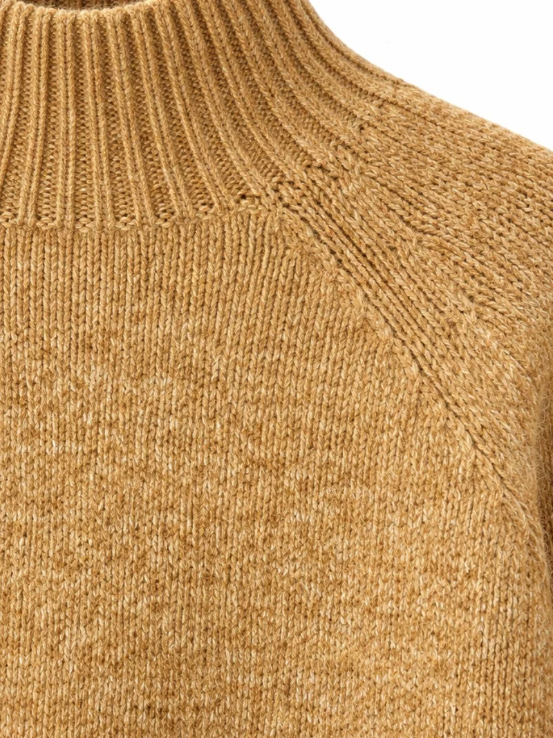 Mixray Tan Natural MIXRAY Women's Cropped Textured Knit Sweater for Women | Best Price UAE