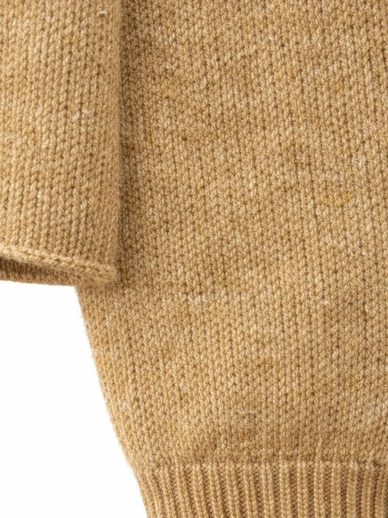 Mixray Tan Natural MIXRAY Women's Cropped Textured Knit Sweater for Women | Best Price UAE