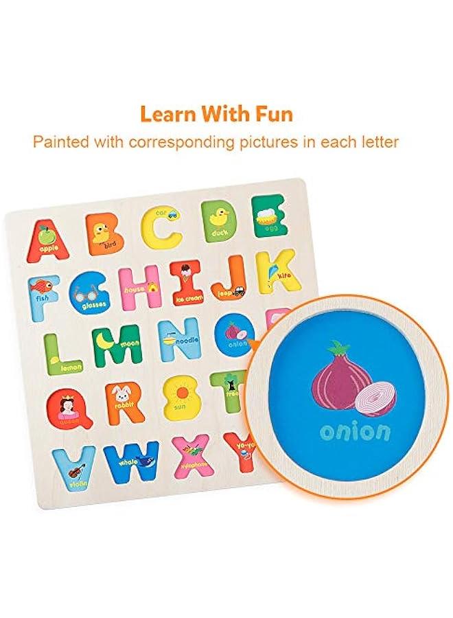 Wooden Alphabet Puzzle – ABC Letters Sorting Board Blocks Montessori Matching Game Jigsaw Educational Early Learning Toy Gift for Preschool Year Old Kids - Image 5
