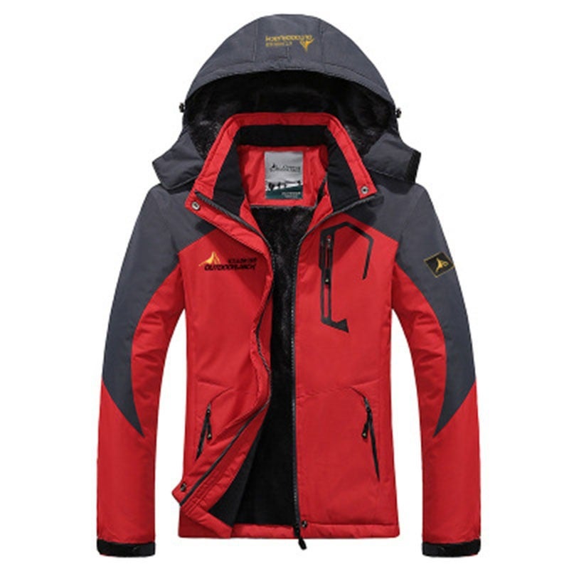 Wish Explosions Charge Clothes Couple Outdoor Hooded Plus Size Fleece-Lined Thickened Windproof Warm Cotton Jacket For Men - Image 1