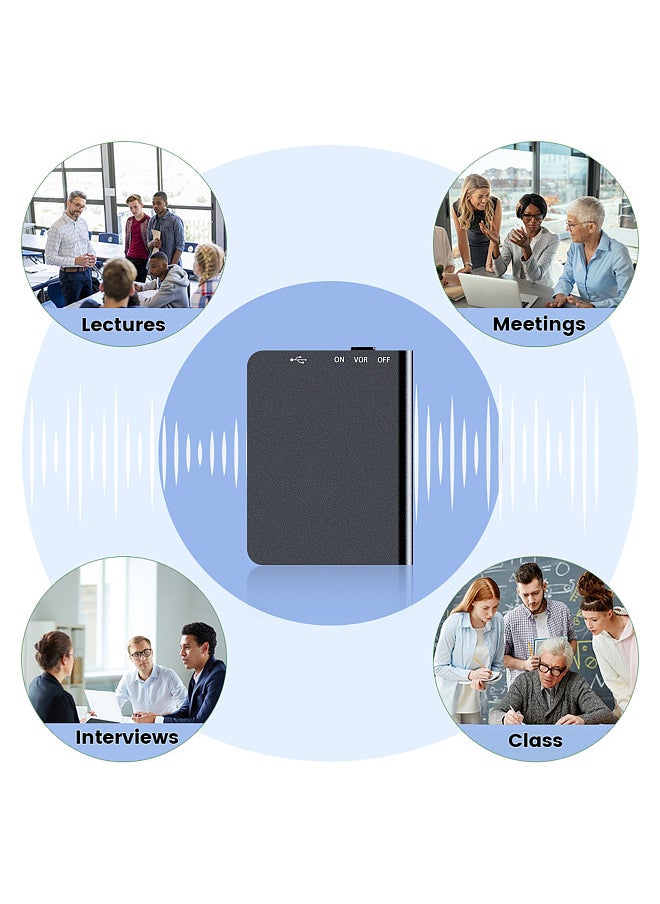 Q61 Mini Voice Recorder Rectangle Dictaphone MP3 Player USB Charge Small Audio Sound Recorder Micro Voice Activated Recorder Audio Recorder MP3 Small Recording Device for Meeting 16G TF Card