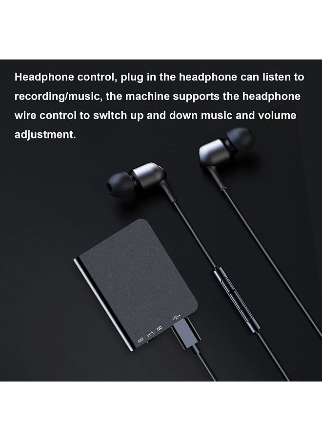 Q61 Mini Voice Recorder Rectangle Dictaphone MP3 Player USB Charge Small Audio Sound Recorder Micro Voice Activated Recorder Audio Recorder MP3 Small Recording Device for Meeting 16G TF Card