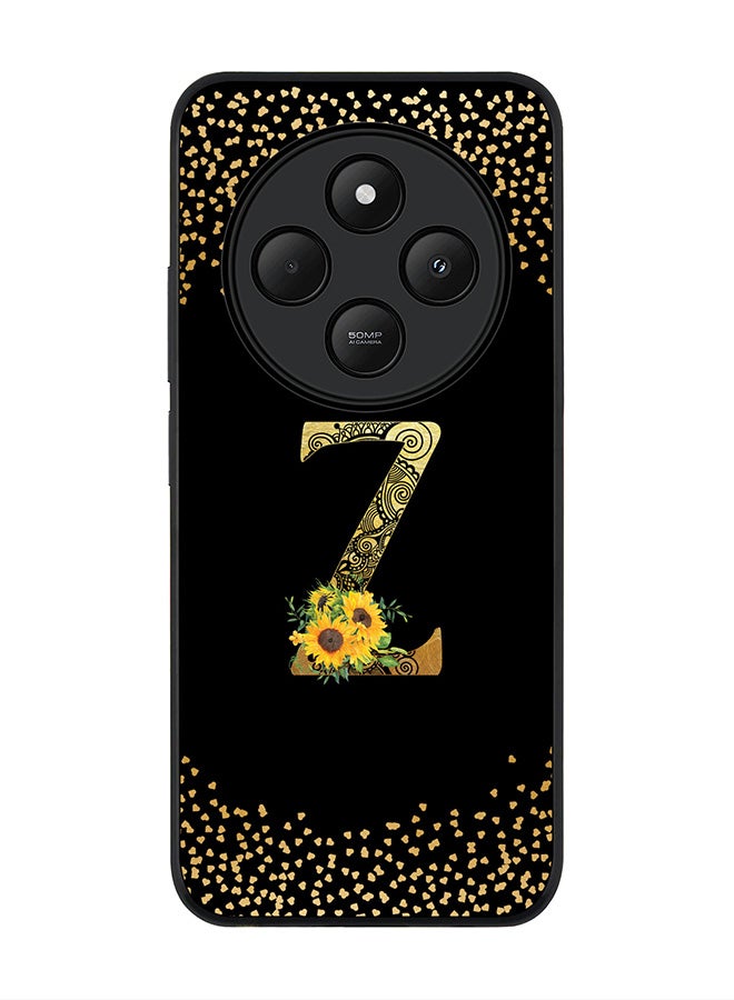 Stylizedd For Xiaomi Poco C75 Case,Slim fit Camera Protection, Shockproof Thin Phone cover - Custom Floral Monogram - Z ( Black ) - Image 1