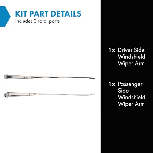 TRQ Windshield Wiper Arm Silver Compatible with 1960-1966 Chevrolet C10 Pickup C20 Pickup C30 Pickup K10 Pickup K20 Pickup 1960 Truck - Image 2