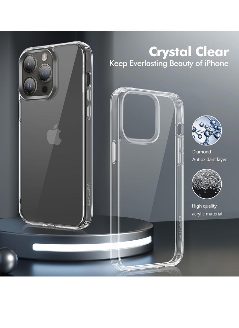 Raxoom ELTRAZONE Designed for iPhone 15 Pro Case, [Clear] 5 in 1 [Non Yellowing] Case with 2X Tempered Glass Screen and 2X Camera Lens Protectors, Shockproof and Air-Guard Corners (Clear Non MagSafe) - Image 5
