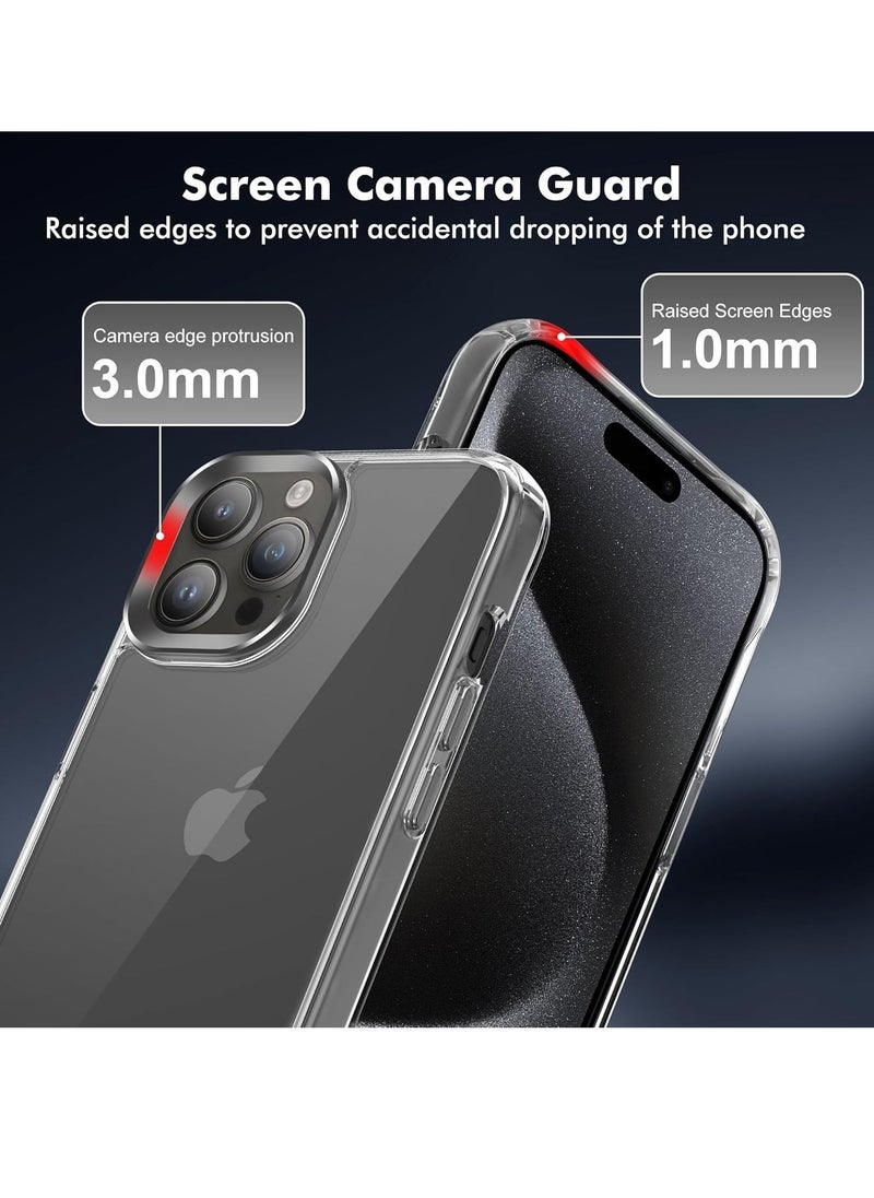 Raxoom ELTRAZONE Designed for iPhone 15 Pro Case, [Clear] 5 in 1 [Non Yellowing] Case with 2X Tempered Glass Screen and 2X Camera Lens Protectors, Shockproof and Air-Guard Corners (Clear Non MagSafe) - Image 4