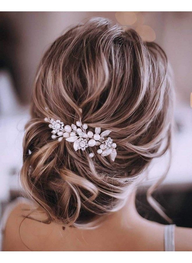 Catery Bride Wedding Headband Silver Crystal Hair Vine Flower Hair Piece Leaf Pearl Hair Jewelry Braid Headpieces Bridal Hair Accessories For Women And Girls (Asilver)  - Image 4