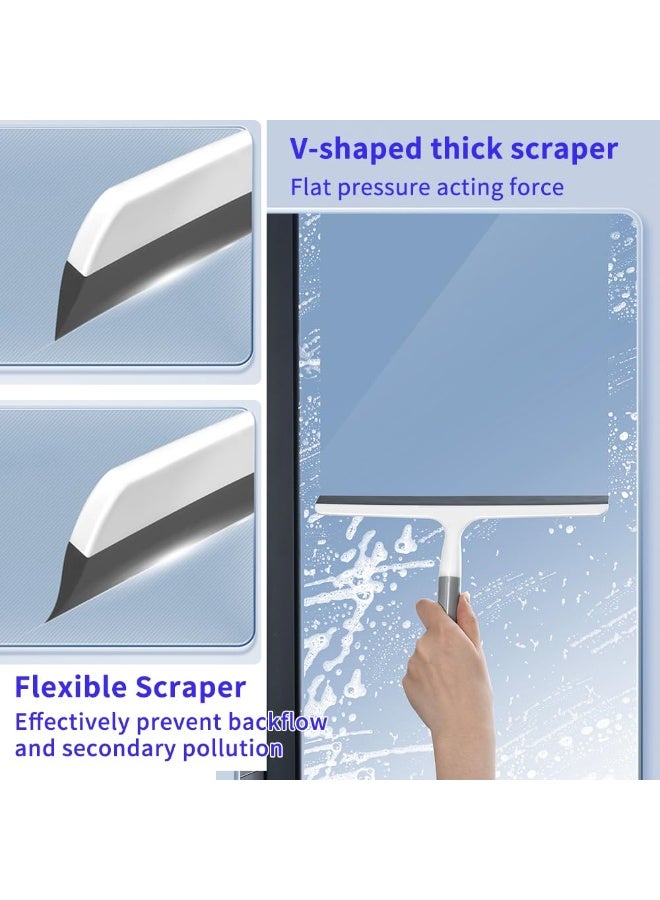 Cleaning Shower Squeegee, Window Washer Squeegee with Rubber Blade for Glass Doors, Bathroom, Mirrors, Window Cars and Tile Walls, Grey - Image 4