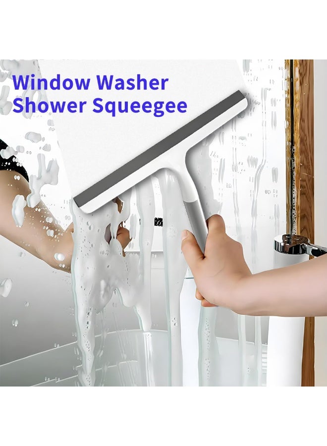 Cleaning Shower Squeegee, Window Washer Squeegee with Rubber Blade for Glass Doors, Bathroom, Mirrors, Window Cars and Tile Walls, Grey - Image 3
