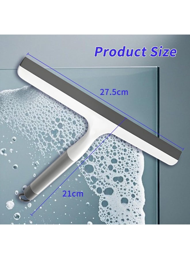 Cleaning Shower Squeegee, Window Washer Squeegee with Rubber Blade for Glass Doors, Bathroom, Mirrors, Window Cars and Tile Walls, Grey - Image 2