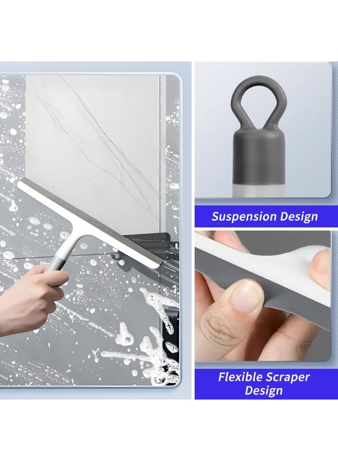 Cleaning Shower Squeegee, Window Washer Squeegee with Rubber Blade for Glass Doors, Bathroom, Mirrors, Window Cars and Tile Walls, Grey - Image 5
