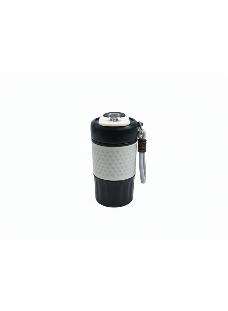 Spaceshoop Small Urban Edge 450ml Insulated Travel Tumbler Leak Proof Sports Mug with Silicone Grip and Carry Loop Black - Image 1