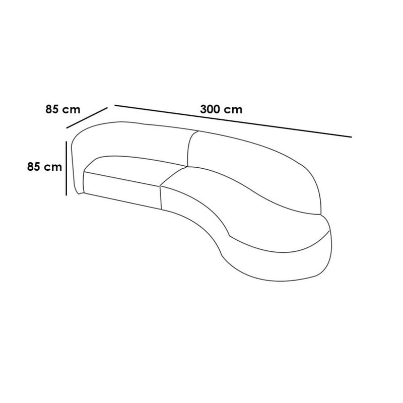 بيتك كنبة أربعة مقاعد مخمل وخشب سويدي - رمادي فاتح - Image 2